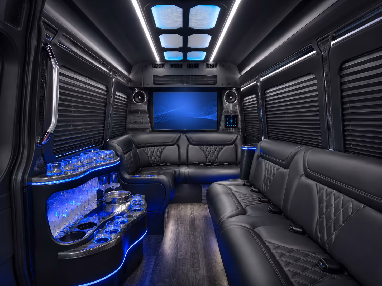 lincoln 40 passenger party bus interior